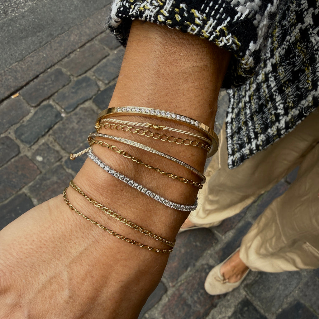 BASIC, Ariége SMALL Decorated Bracelet, Gold 9k