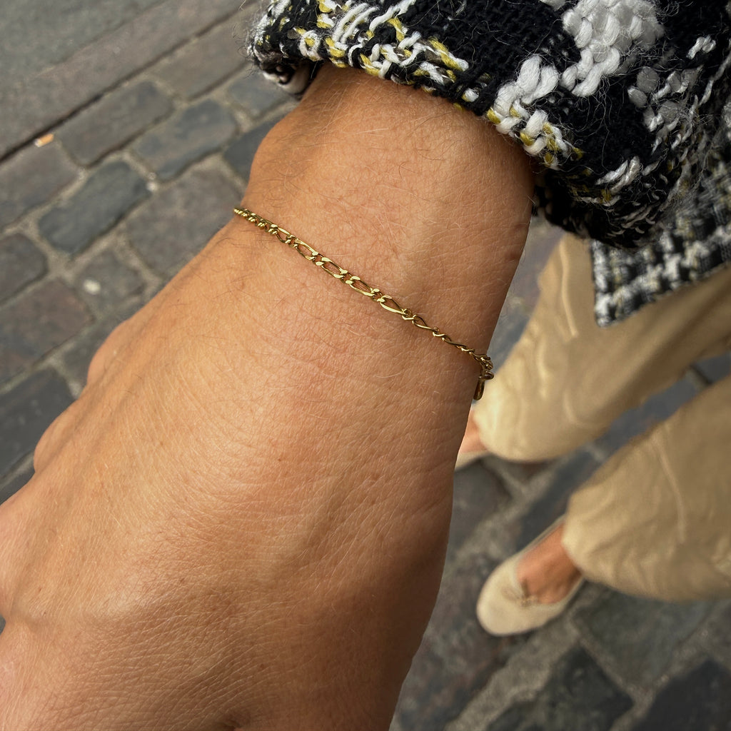 BASIC, Ariége SMALL Decorated Bracelet, Gold 9k