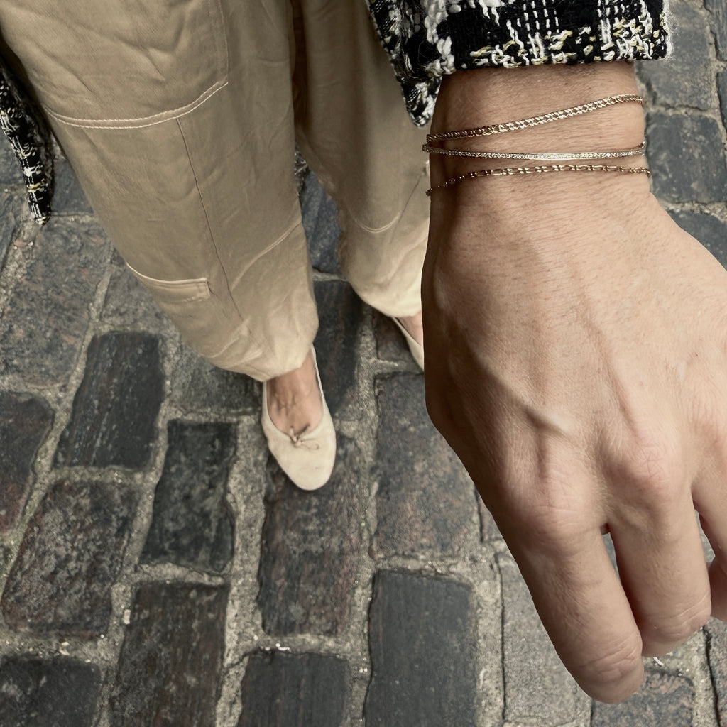 BASIC, Ariége SMALL Decorated Bracelet, Gold 9k