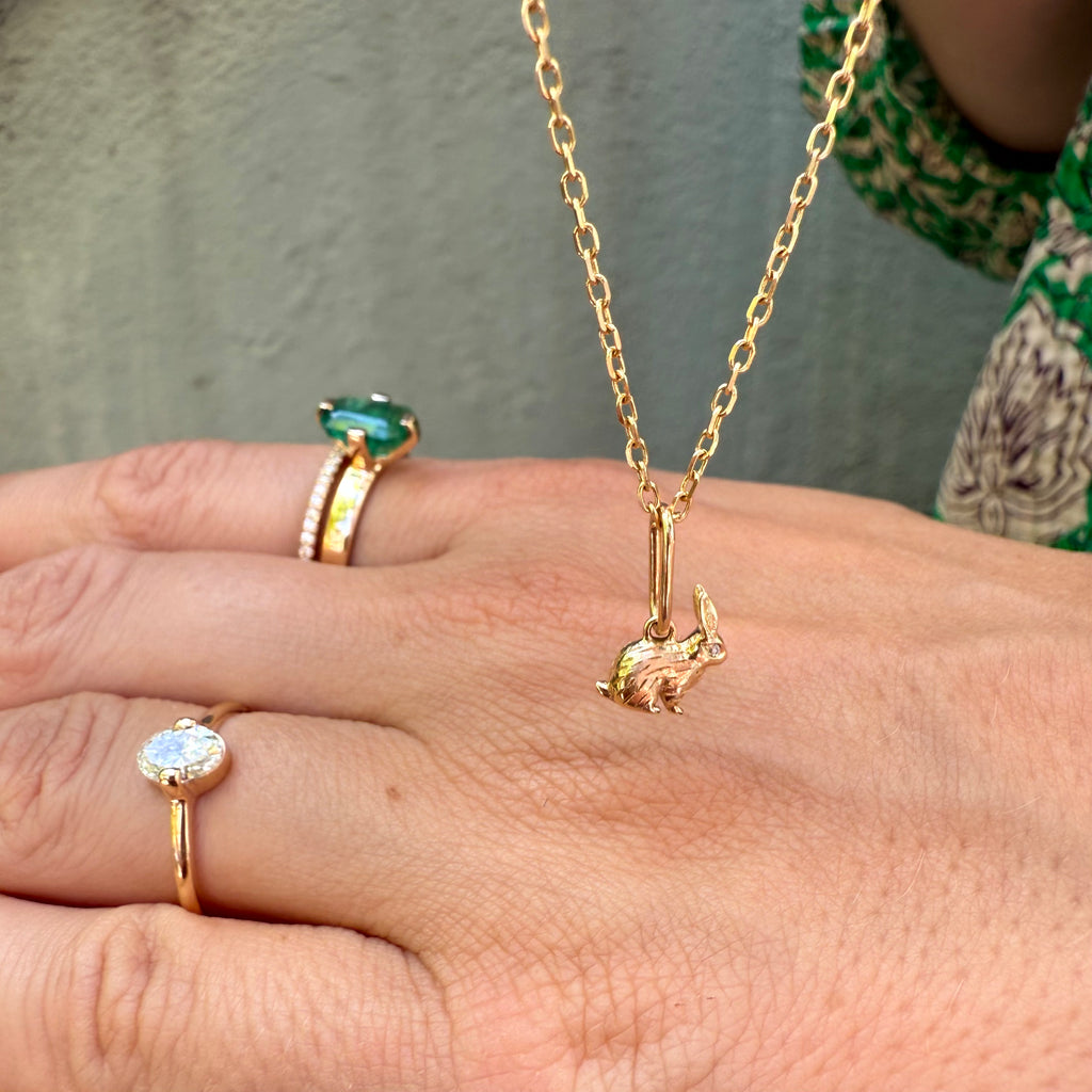 BUNNY, Bunny pendant 0,06ct, Gold/White