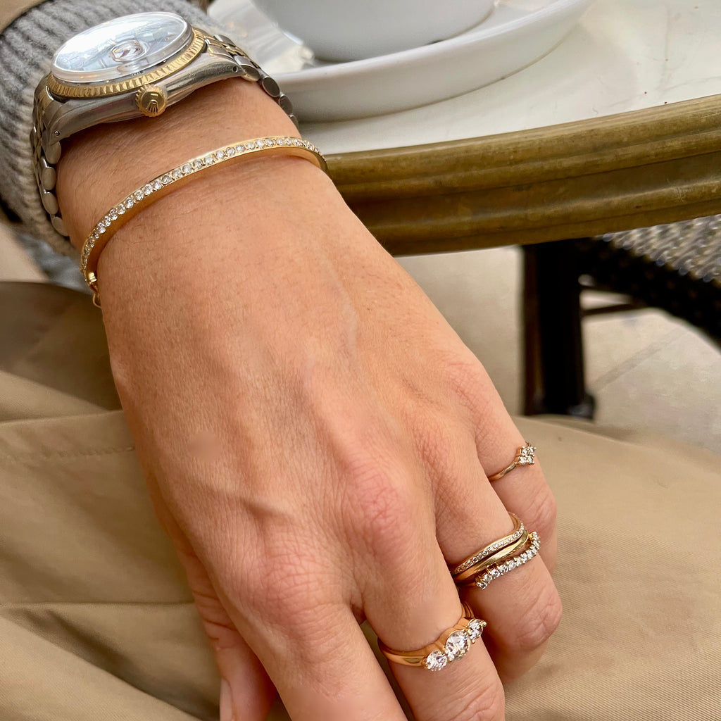 Aligned, 3-stone 0,85 tcw, Gold/White