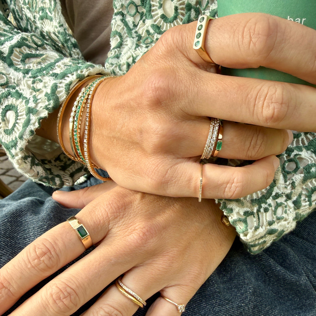 BANGLE, 1/2-Line Princess Bangle 2,25 ct, gold/emerald