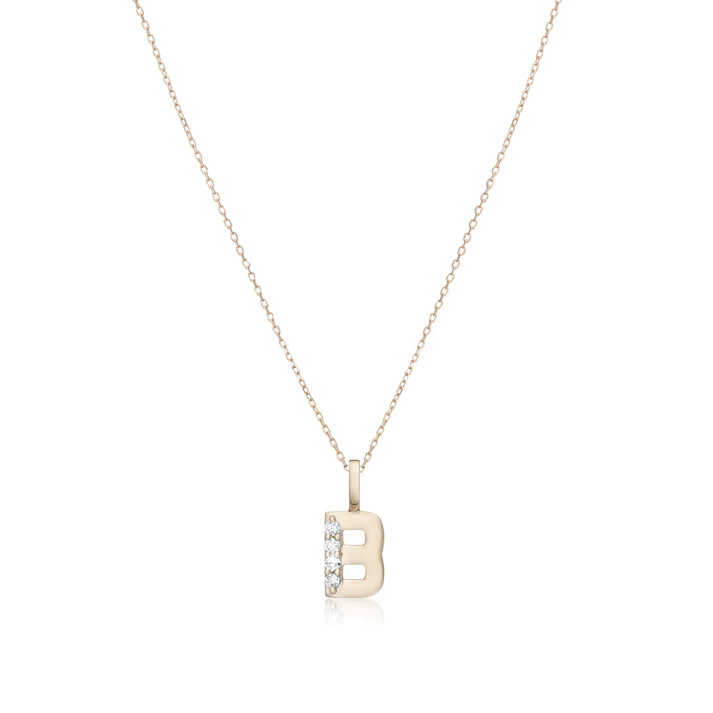 LETTERS, B Diamond Pendant 0,10ct, Gold/Diamonds