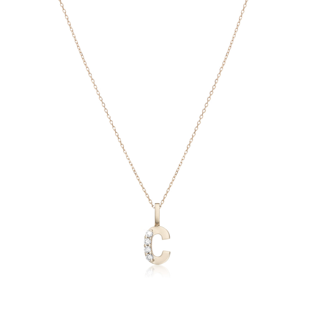 LETTERS, C Diamond Pendant 0,10ct, Gold/Diamonds