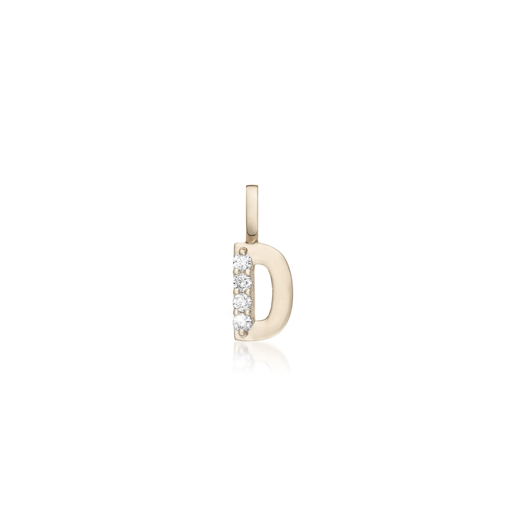 LETTERS, D Diamond Pendant 0,10ct, Gold/Diamonds