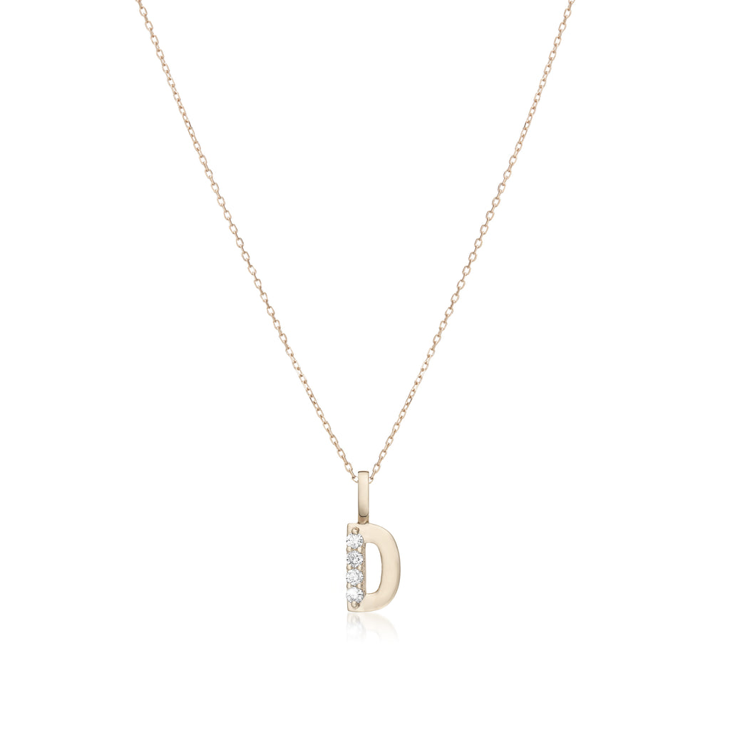 LETTERS, D Diamond Pendant 0,10ct, Gold/Diamonds