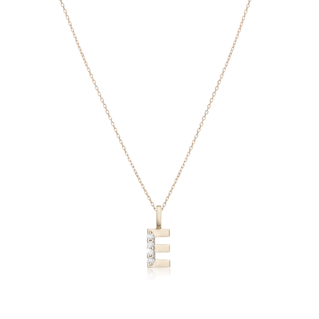 LETTERS, E Diamond Pendant 0,10ct, Gold/Diamonds