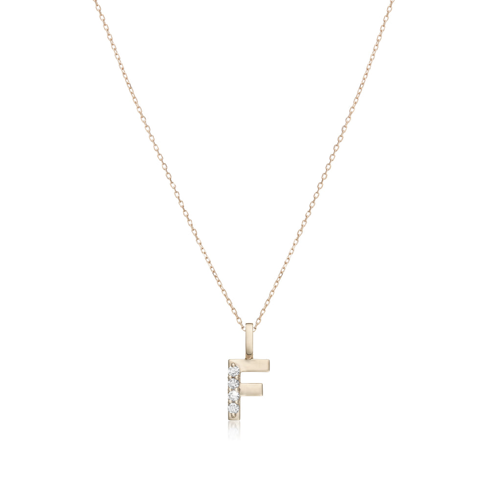 LETTERS, F Diamond Pendant 0,10ct, Gold/Diamonds