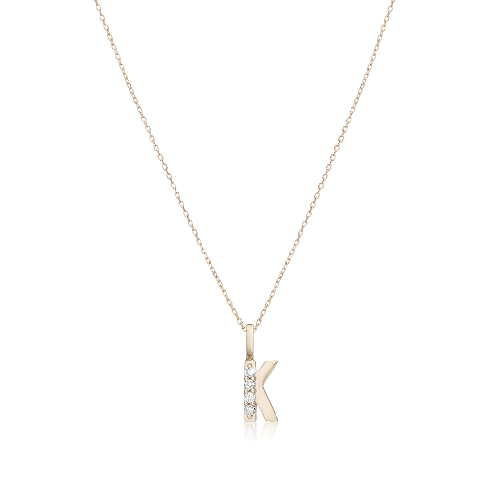 LETTERS, K Diamond Pendant 0,10ct, Gold/Diamonds