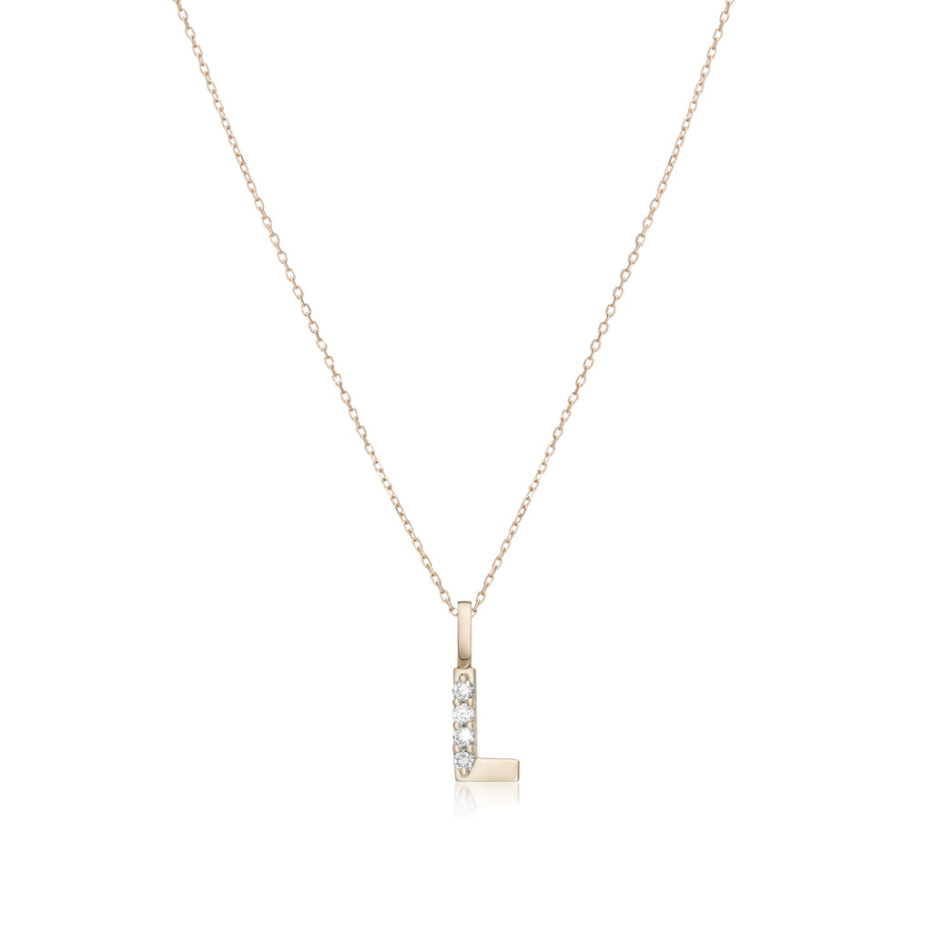 LETTERS, L Diamond Pendant 0,10ct, Gold/Diamonds