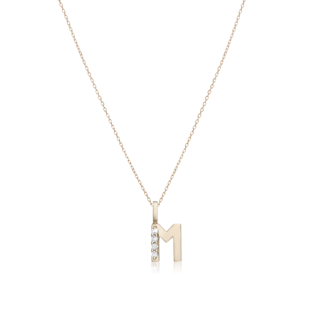 LETTERS, M Diamond Pendant 0,10ct, Gold/Diamonds