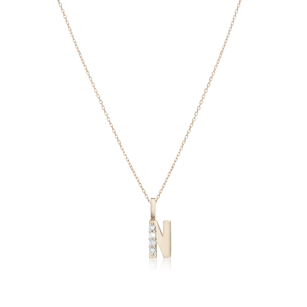 LETTERS, N Diamond Pendant 0,10ct, Gold/Diamonds