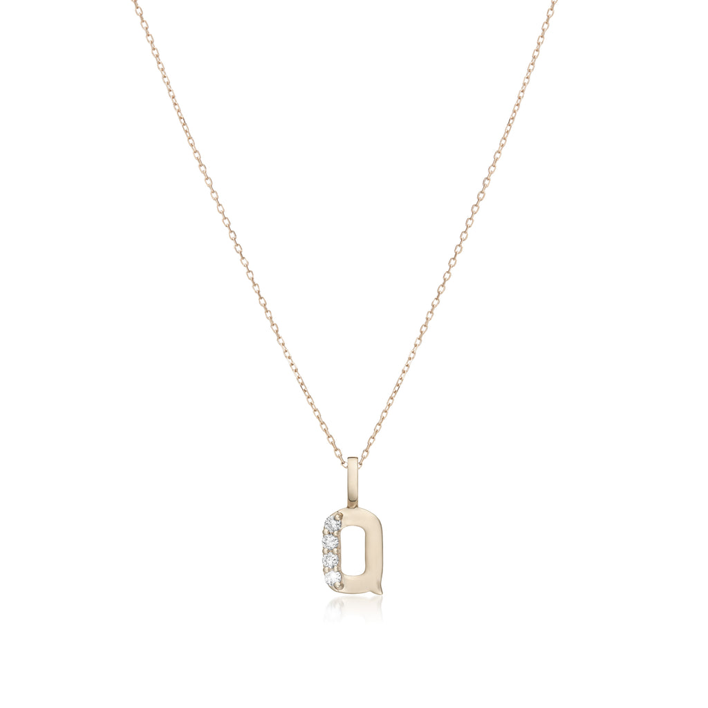 LETTERS, Q Diamond Pendant 0,10ct, Gold/Diamonds