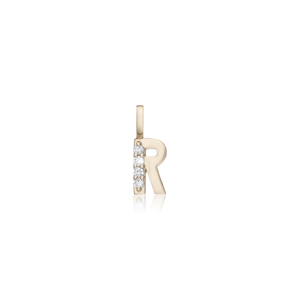 LETTERS, R Diamond Pendant 0,10ct, Gold/Diamonds