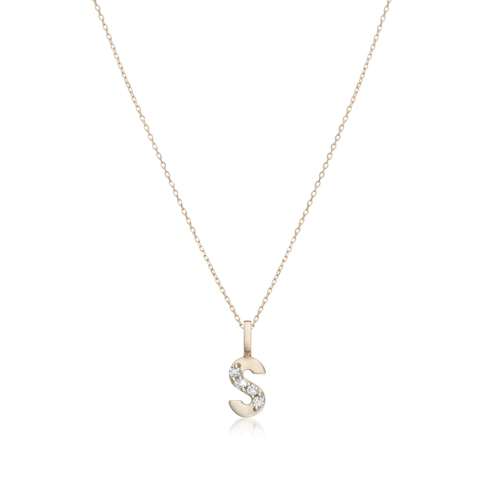LETTERS, S Diamond Pendant 0,10ct, Gold/Diamonds