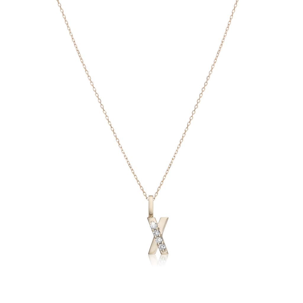 LETTERS, X Diamond Pendant 0,10ct, Gold/Diamonds