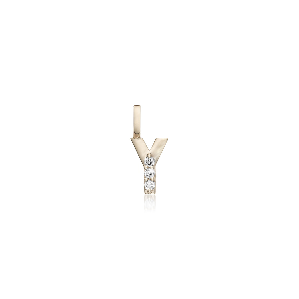 LETTERS, Y Diamond Pendant 0,10ct, Gold/Diamonds