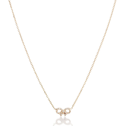 FLORENCE, Santa Maria Mini Bow Necklace, Gold/Diamonds