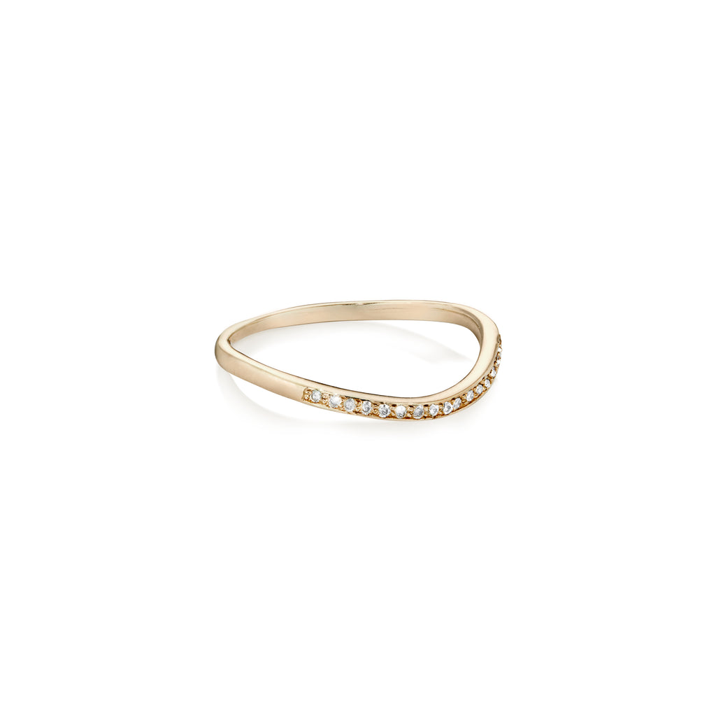 ALIGNED, 1/3-Smooth Curve Ring, Gold/White
