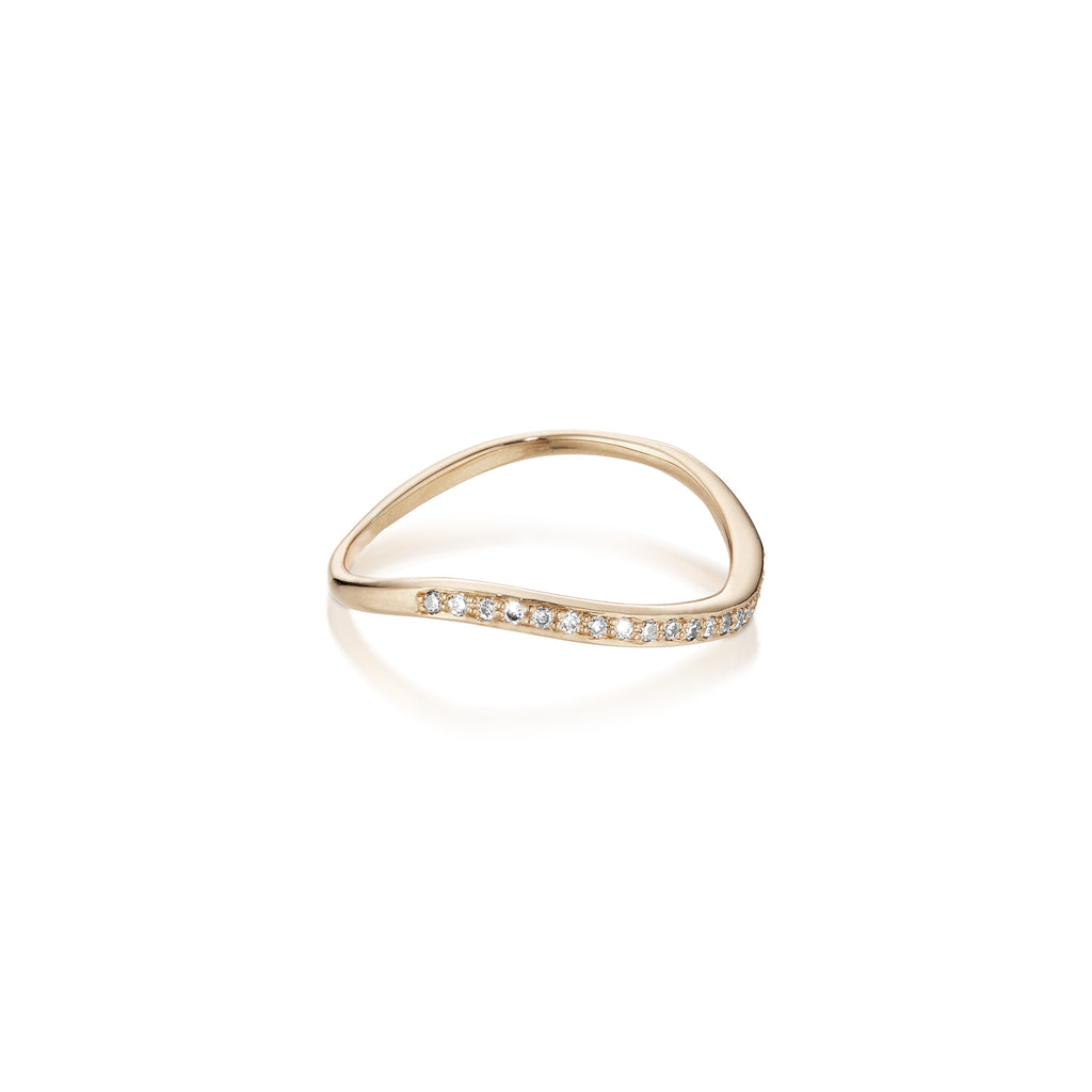 ALIGNED, 1/3-Smooth Wave Ring, Gold/White