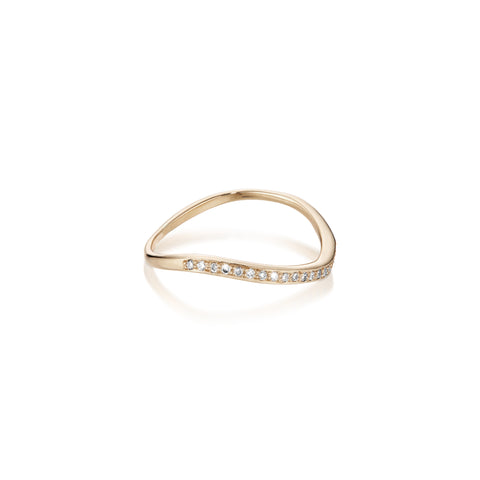 ALIGNED, 1/3-Smooth Wave Ring, Gold/White