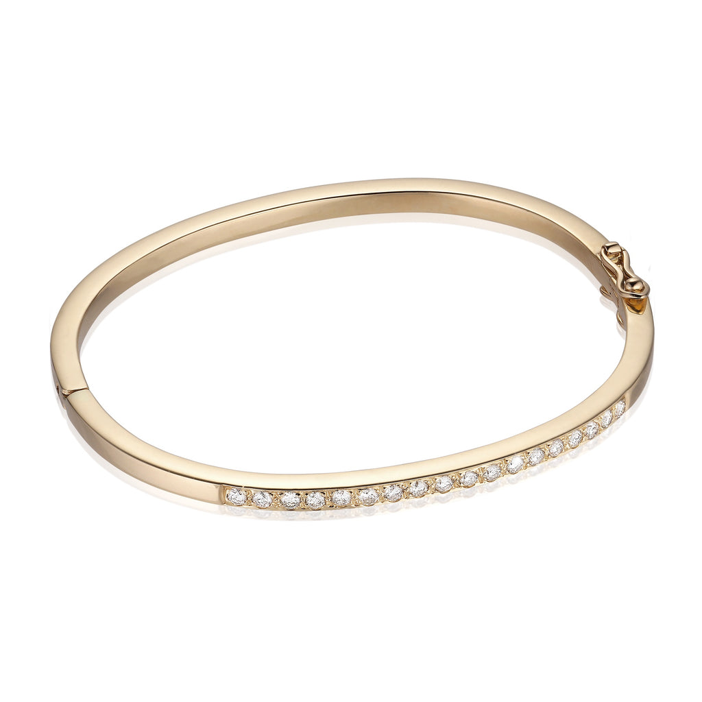 DIAMONDS, 1/4-Line Large Diamonds-Bangle, gold/white