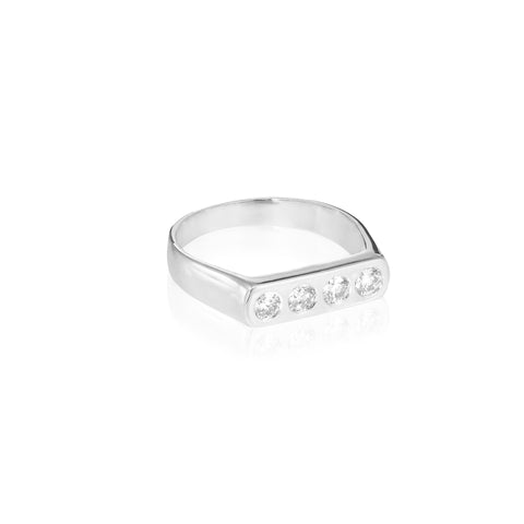 AMSTERDAM, Eyck Signet Ring, White/Diamonds