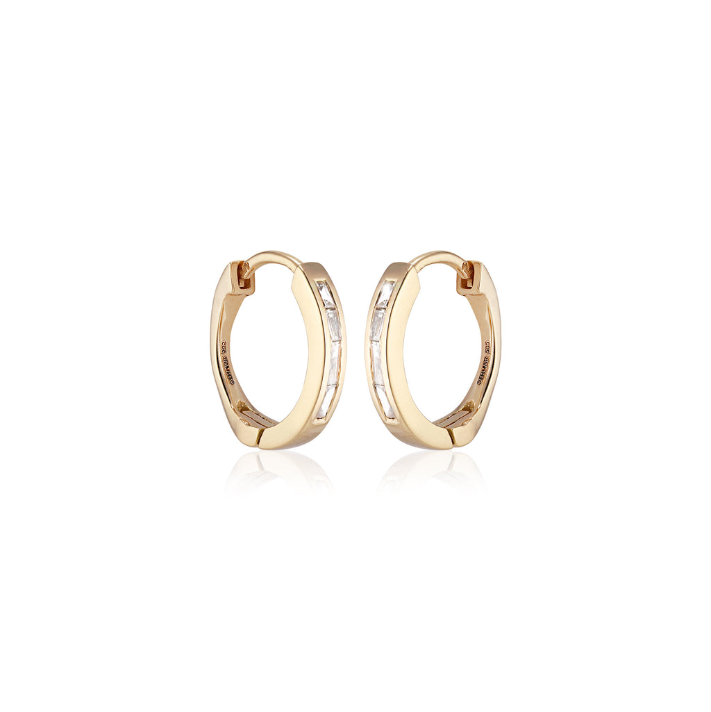 ALIGNED, Baguette huggies 12,5mm Oval 0,175ct, Gold/White