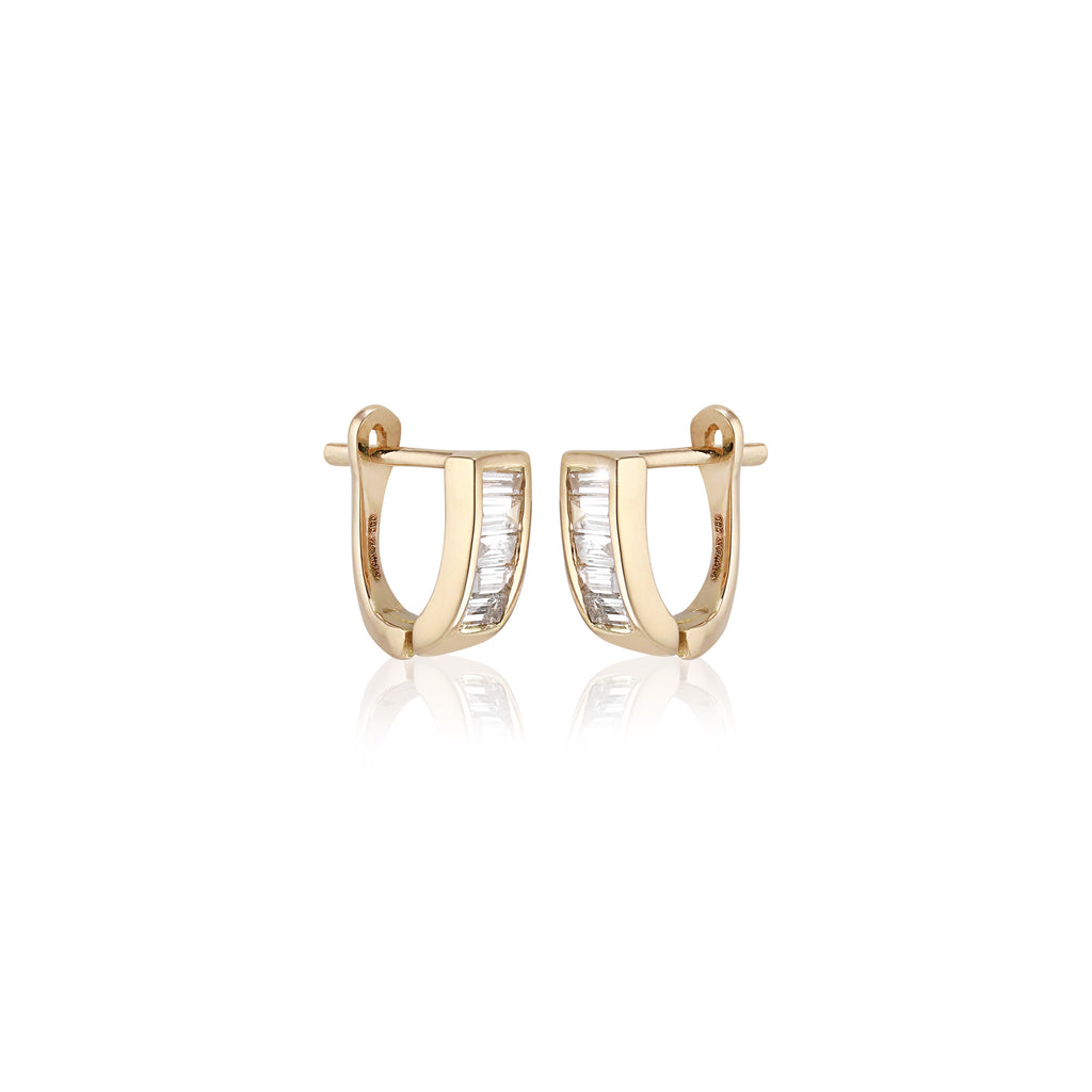 ALIGNED, Baguette huggies 9mm 0,30ct, Gold/White