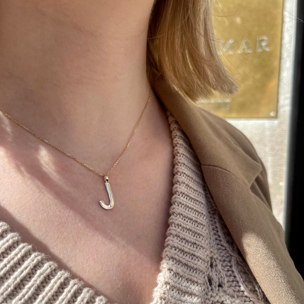 LETTERS, J Mega Pendant, Gold