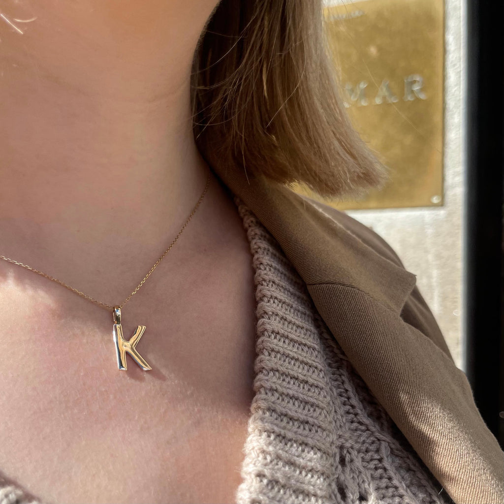 LETTERS, K Mega Pendant, Gold