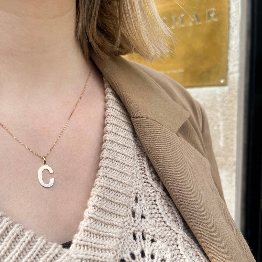 LETTERS, C Mega Pendant, Gold