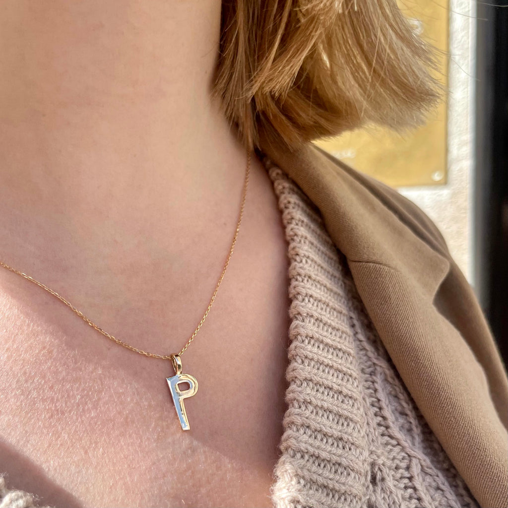 LETTERS, P Mega Pendant, Gold