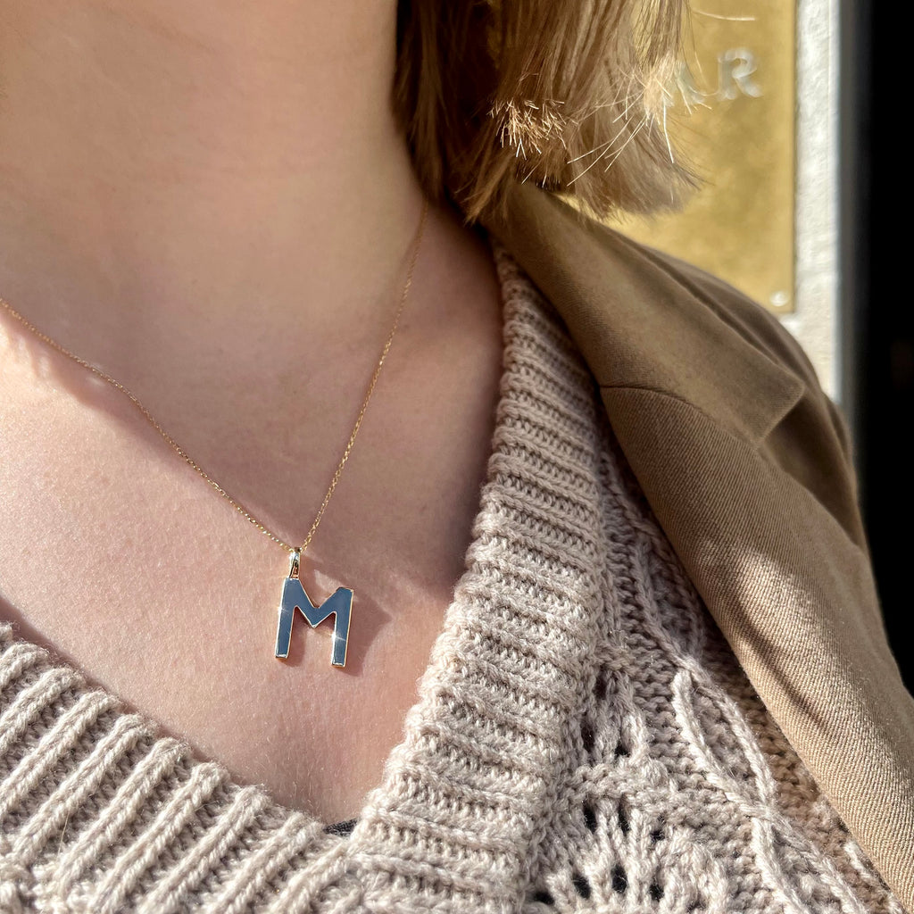 LETTERS, M Mega Pendant, Gold