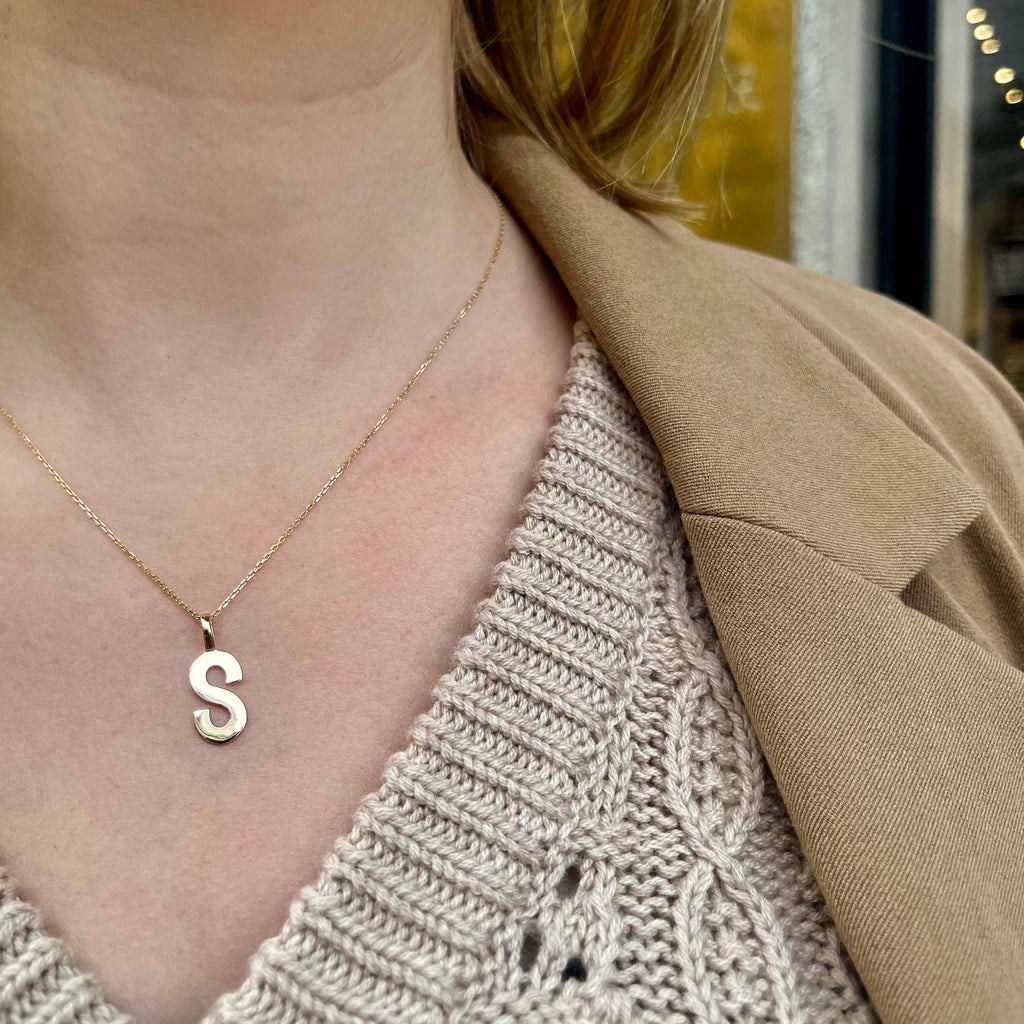 LETTERS, S Mega Pendant, Gold