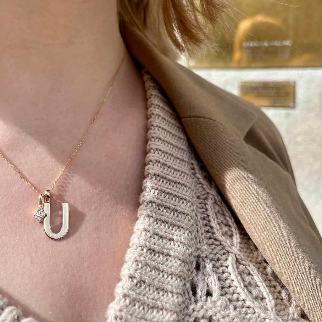 LETTERS, U Mega Pendant, Gold