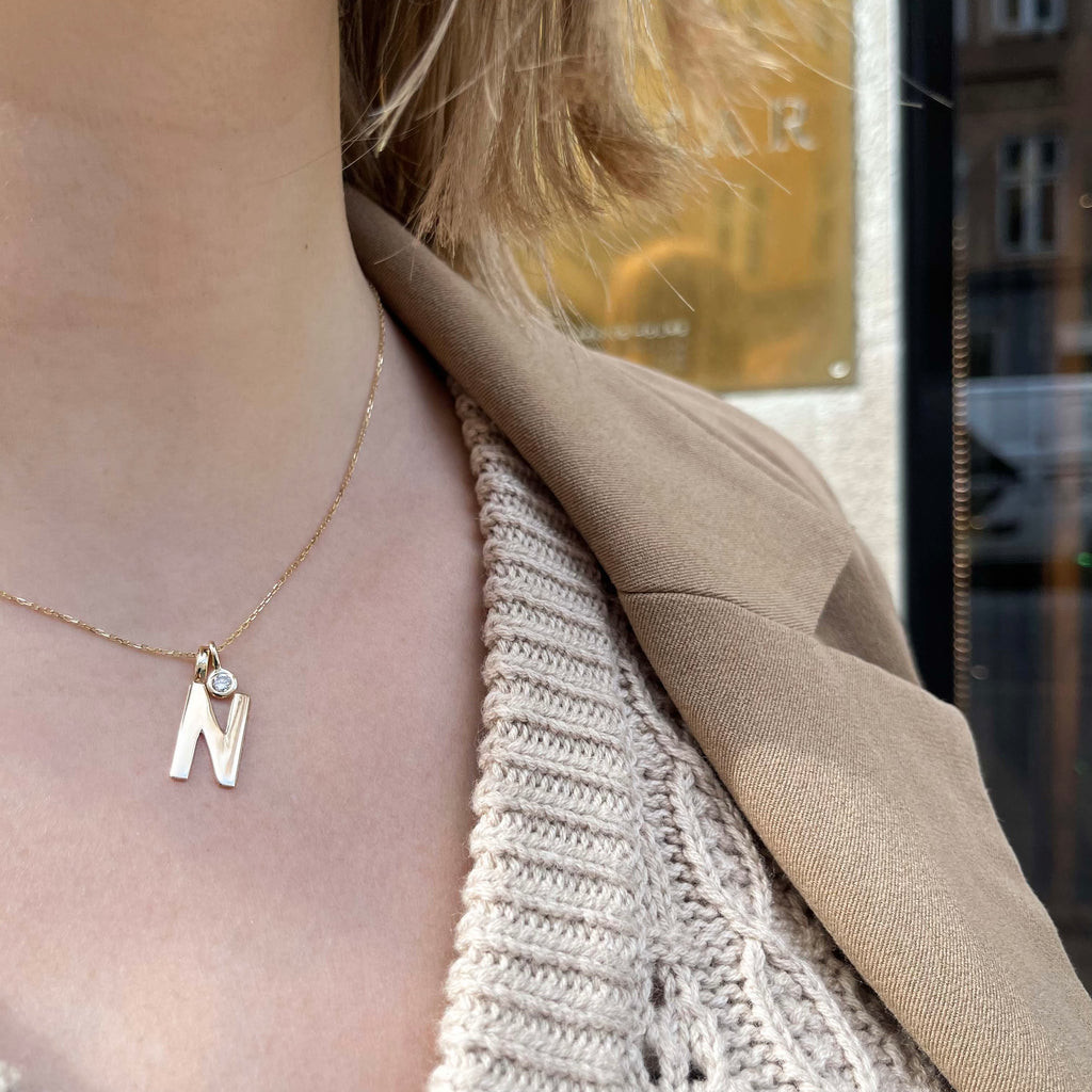 LETTERS, N Mega Pendant, Gold