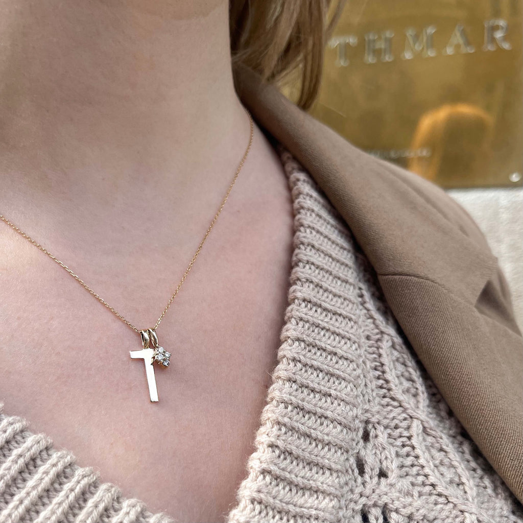 LETTERS, T Mega Pendant, Gold