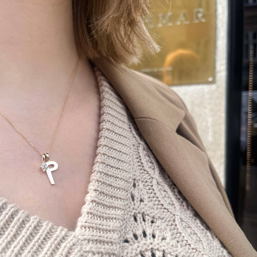 LETTERS, P Mega Pendant, Gold