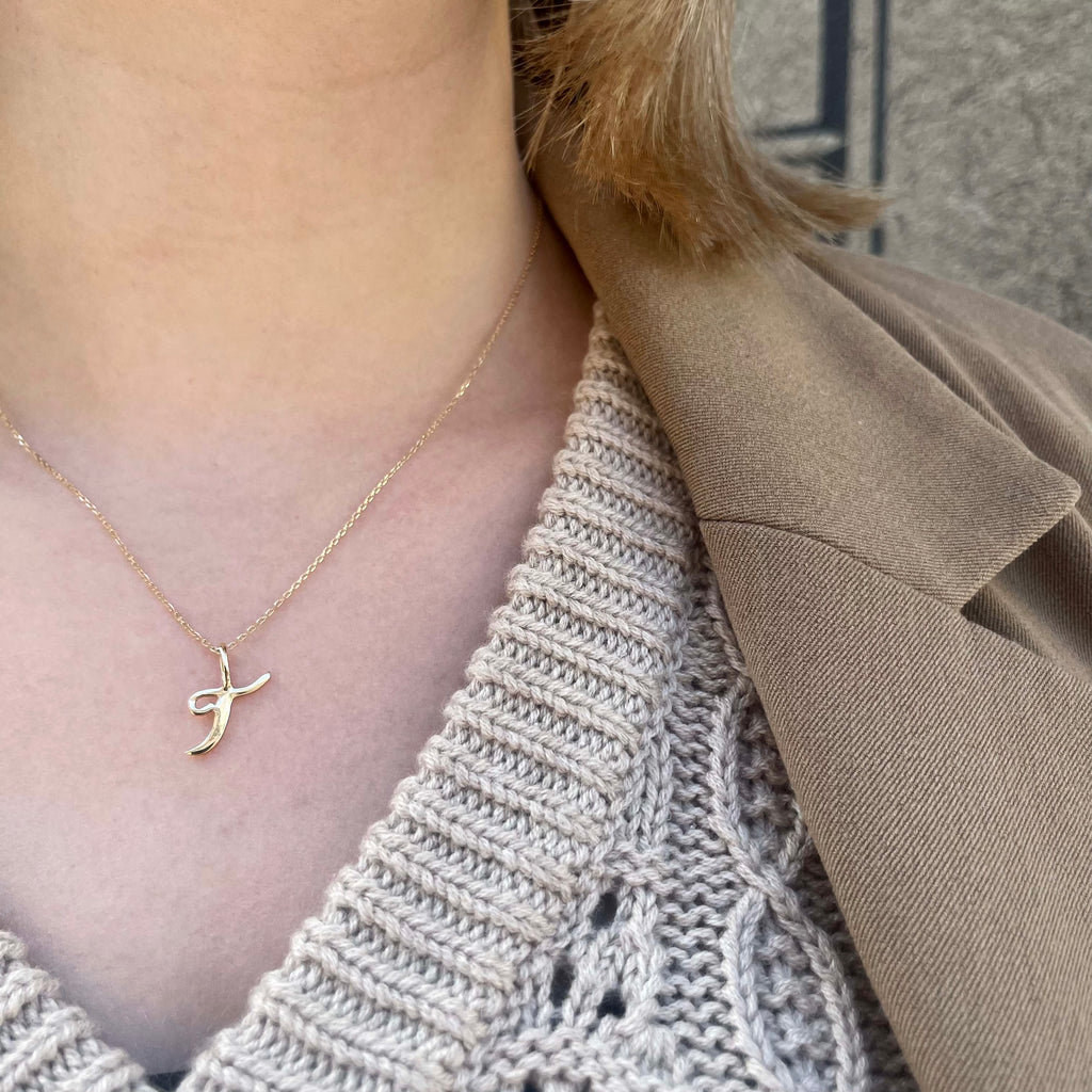 LETTERS, T Pendant, Gold