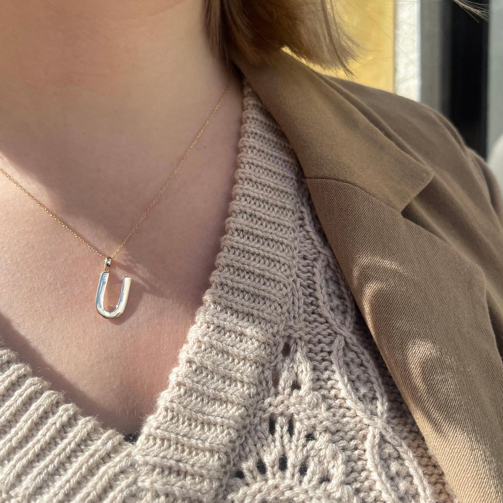LETTERS, U Mega Pendant, Gold