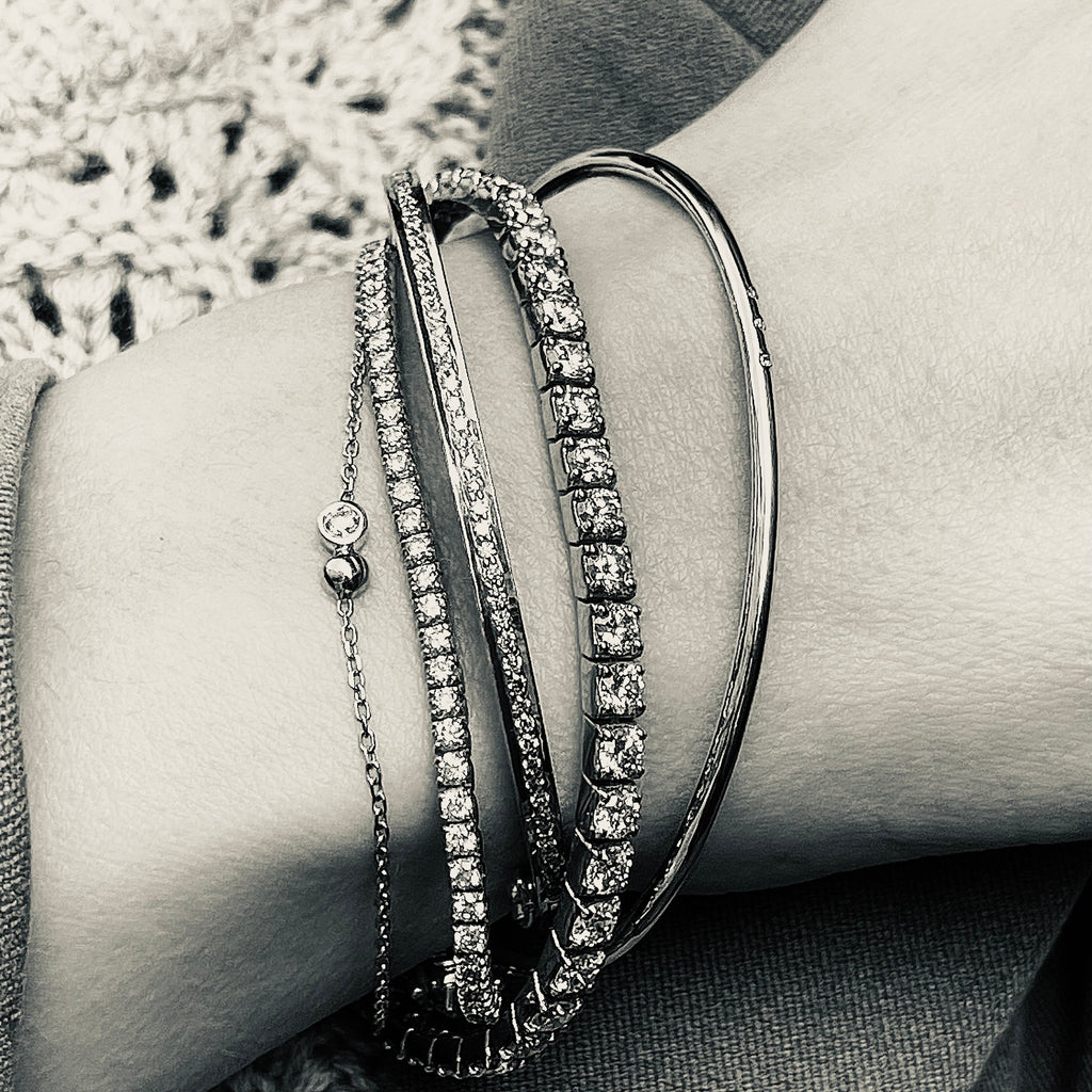 DIAMONDS, 1/1-Line Classic Bangle 1,60ct - SAMPLE large size 3, gold/white