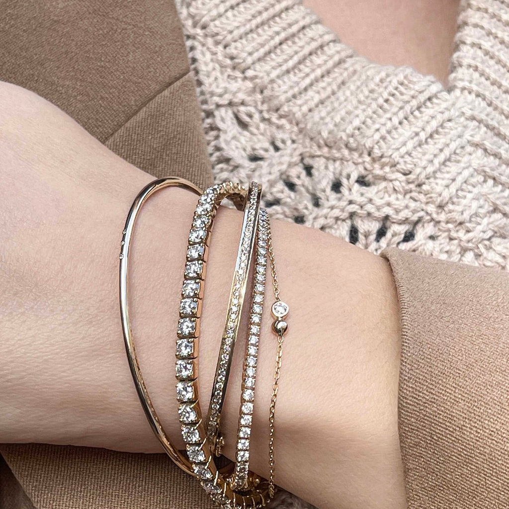 DIAMONDS, 1/1-Line Classic Bangle 1,60ct - SAMPLE large size 3, gold/white