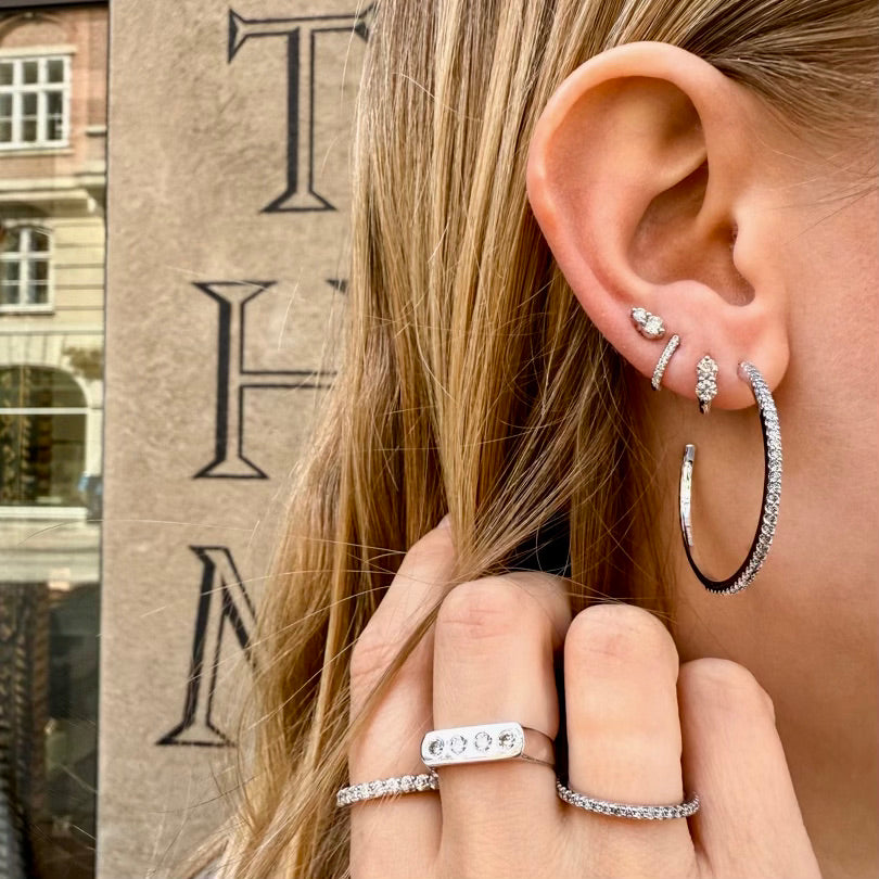 ALIGNED, Even Hoops 35mm 0,80ct, White/White