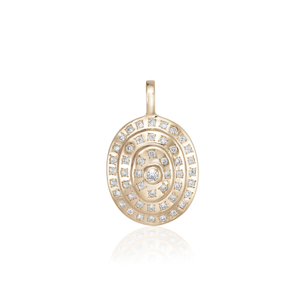 NEW VINTAGE, Large Oval Pendant, Gold/White