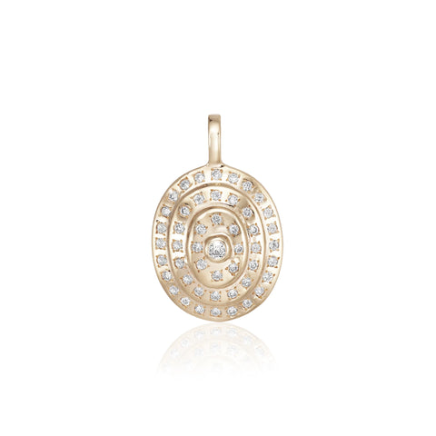 NEW VINTAGE, Large Oval Pendant, Gold/White