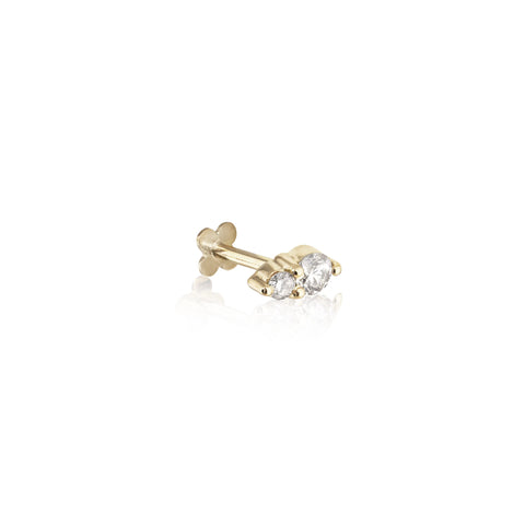 OLYMPIA, Ares Double PIERCING Stud, Gold/White