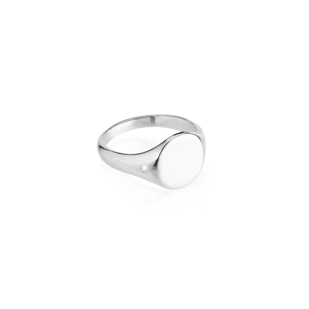 RIO, Signet 2-diamonds Ring, White/White