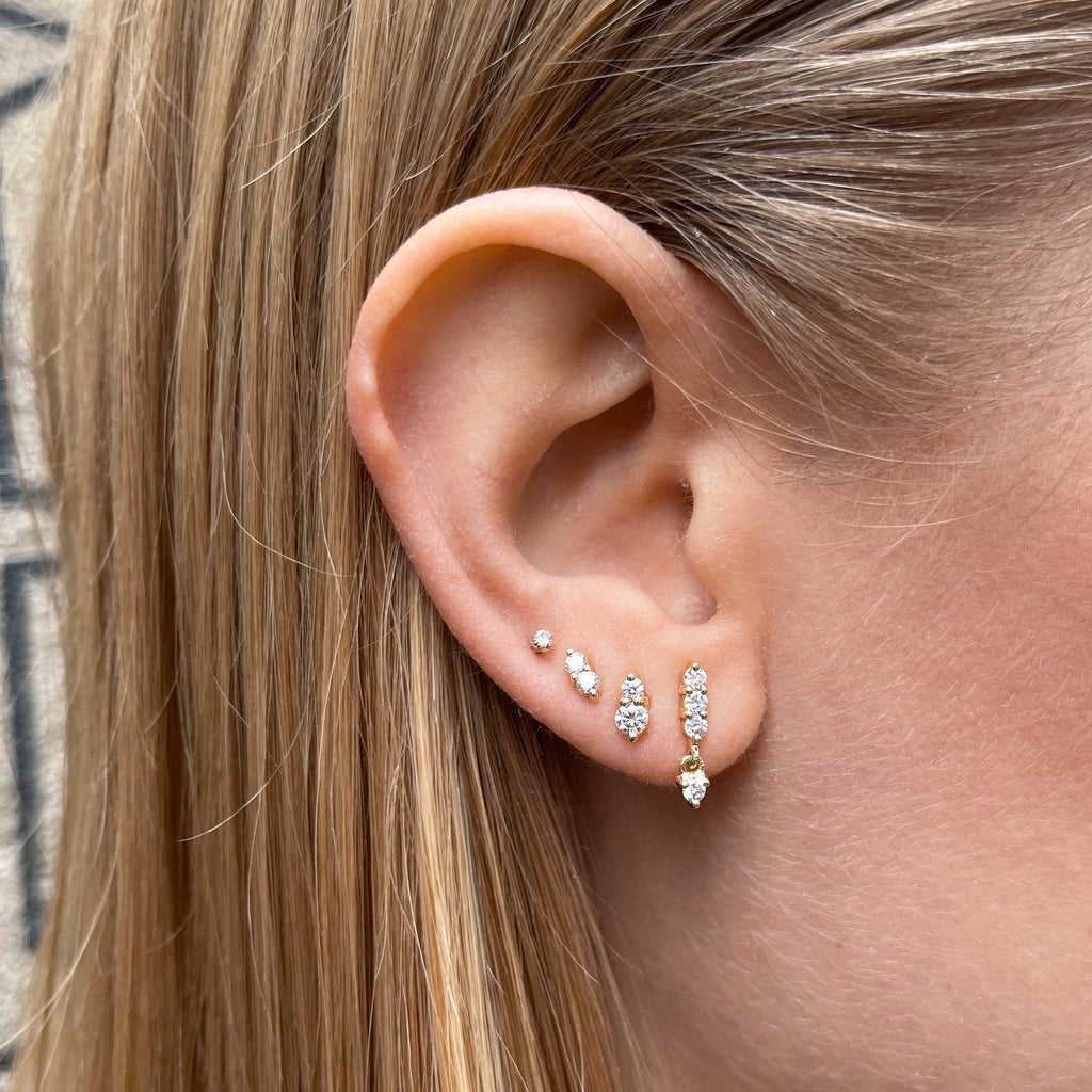 OLYMPIA, Helios PIERCING Stud, Gold/White