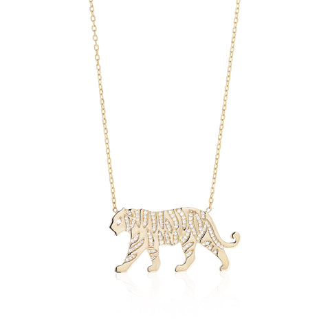 I-AM-A-TIGER,  Walk Necklace, Gold/Diamonds